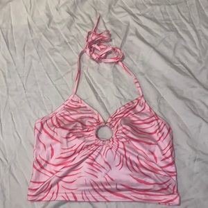 Pink zebra print crop top